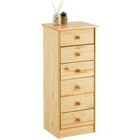 IDIMEX Kommode RONDO, Kommode Hochschrank mit 6 Schubladen Highboard Kiefer massiv lackiert