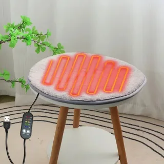 IPRee Winter Round Rabbit Fleece Usb Interface Waterproof Heating Seat Cushion, Office Outdoor Car Electric Heating Seat