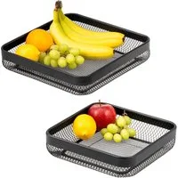 eluno Obstschale Brotkorb 2er Set, eckig, aus schwarzem Metall, Metall, (2-tlg)