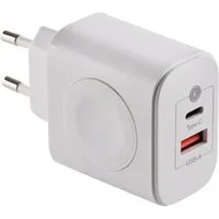 CAVO USB 3-in-1 Netzteil weiß USB-C (bis 20W) USB-A (bis 18W) USB-Ladegerät (Quick Charge QC 3.0 Wireless Charger 3W für Apple Watch)