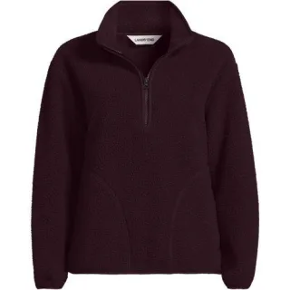 Teddy-Pullover mit Reißverschluss für Damen in Petite-Größe, Damen, size: petite, Elfenbein, Polyester, by Lands' End