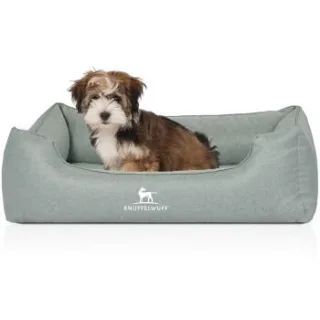 Knuffelwuff Orthopädisches Hundebett Luisa aus Velours mit feinem Handwebcharakter Sunshine Edition