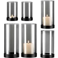 relaxdays Windlicht Rauchglas im 6er Set mit Fuß