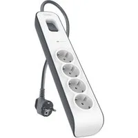 Belkin 4fach-Steckdosenleiste mit Überspannungsschutz und 2-m-Kabel Steckdosenleiste 4-fach (Ein- / Ausschalter, Überspannungsschutz, Kabellänge 2 m)