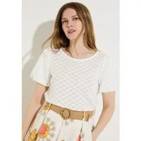 MORE&MORE Kurzarmshirt sommerliches Ajour-Kurzarmshirt