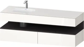 Duravit Qatego Einbauwaschtisch mit Konsolenwaschtischunterbau Weiß Hochglanz 1600x500x600 mm - QA47 QA4795080220000