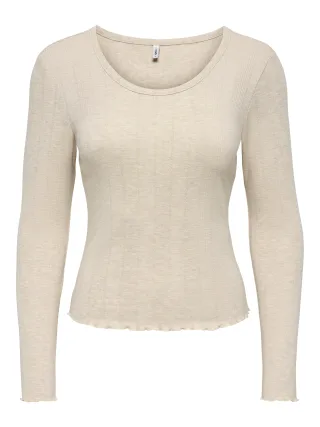 ONLY - ONLTENNA O-NECK L/S TOP JRS NOOS Oatmeal - Gr. - M