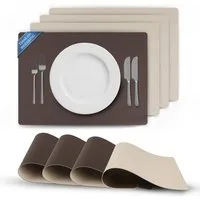 Bestlivings Platzset Kunstleder Uni/Struktur, (4-St), Tischset, abwischbares Lederimitat Platzdeckchen 46x33cm Doppelseitig