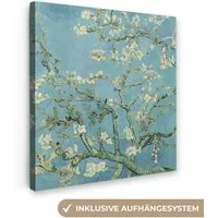 OneMillionCanvasses® Leinwandbild Van Gogh - Mandelblüte - Alte Meister - Kunst - Vintage, Fotodruck (1 St), Wandbild, Deko Schlafzimmer Wohnzimmer Flur 20x20 cm
