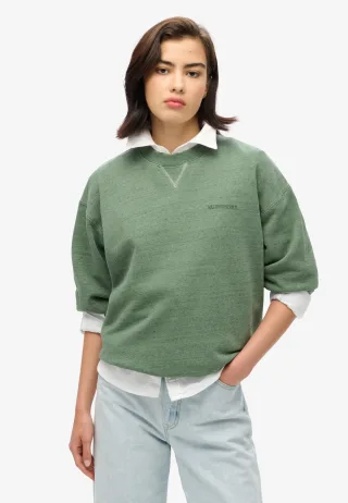 Superdry - Überfärbtes Essential Sweatshirt mit Logo büffelgrün - Gr. - 10