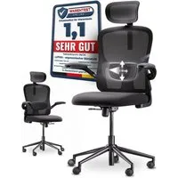 LUTIVO Bürostuhl Ergonomisch & Individuell Anpassbar, Home Office Schreibtischstuhl (Bürostuhl Alpha, Bravo), Einstellung für Sitzhöhe, Kopfstütze, Armlehnen und Rücken Support