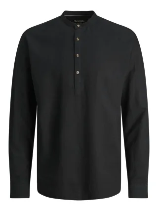JACK&JONES - JJESUMMER TUNIC LINEN BLEND SHIRT LS SN black - Gr. - M