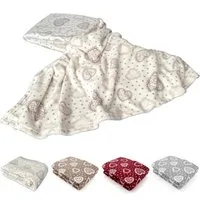 Wohndecke Kuscheldecke Herzen Flanell Sofadecke Landhaus, heimtexland, kuschelig weich und warm I XL 150x200