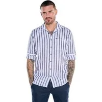 emilio adani Langarmhemd Herren Leinen-Hemd mit Streifenmuster, Brilliantblau