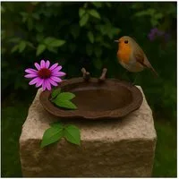 HTI-Living Vogeltränke Dekorative Vogeltränke aus Metall braun, Vogelbad Futterstelle