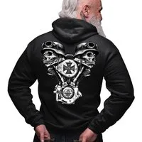 GASOLINE BANDIT® Kapuzensweatjacke für Motorradfahrer, Racer und Oldtimer Fans: V2