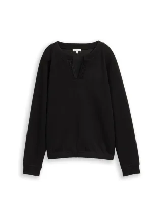 Tom Tailor - Scuba Sweatshirt mit Strasssteinen schwarz - Gr. - S