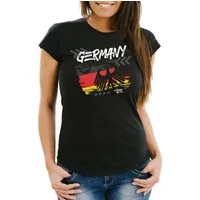 MoonWorks Print-Shirt Damen WM-Shirt WM Fußball Weltmeisterschaft Deutschland Adler Slim Fit tailliert Moonworks® mit Print