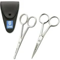 SMI Haarschere 2 Stück Nasenschere Bartschere Nasenhaarschere Schnurrbartschere, (2-tlg), mit Etui
