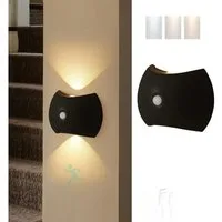 VIVIHEYDAY LED Wandleuchte mit Bewegungsmelder, Kabellose LED Innen Akku Wandlampe, Drei Farben Licht, USB Aufladbare Wandlampe Nachtlicht, für Treppe, Schlafzimmer, Schrank, Flur, 2/4/6 Stück