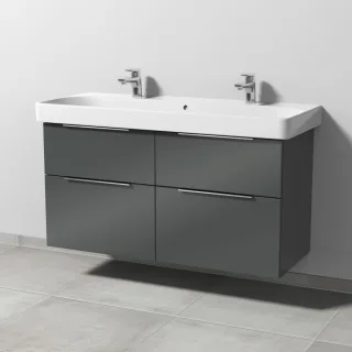 Sanipa 3way Waschtischunterbau zu Geberit Smyle Square Waschtisch mit 4 Auszügen, Anthrazit-Glanz UF67379