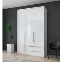 OTTO home Drehtürenschrank Piano, inklusive Rahmen und Beleuchtung, soft-close-Funktion (viele Breiten zur Auswahl, 226cm hoch, mit jeweils 2 Schubladen) beige oder weiß, UV lackiert, Hochglanzfronten, FSC-zertifiziert