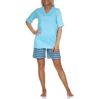 Normann Pyjama Damen Shorty Pyjama kurz mit gemusterten Shorts in strahlenden Farben