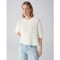 OPUS Kurzarmpullover Kurzarmpullover aus BCI Cotton Mix Boxy Fit, Schlitze in den Seiten