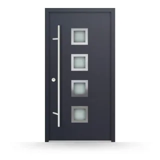 Stahltür Anthrazit, 1000 x 2000 mm, DIN links nach innen öffnend, Stahl-Aluminium, Modell Nordhorn, individuell konfigurierbar