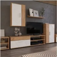 Vicco Wohnwand Berno, Goldkraft Eiche/Weiß, mit 1 Klappe, (2-St)