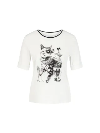 Marc Cain Sports - T-Shirt mit Aufdruck off-white - Gr. - 36