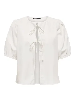ONLY - ONLJENNA S/S TIE 2-WAY TOP WVN NOOS Cloud Dancer - Gr. - XL