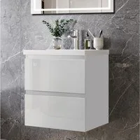 duschspa Waschtisch Waschbecken mit Unterschrank Badmöbel Set Badschrank Waschplatz, Hochglanz, 50-120cm