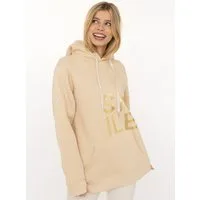 Zwillingsherz Hoodie "Alissa Shiny" glänzender Print, Daumenloch, Kordel, gesticktes Herz am Ärmel