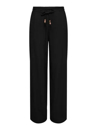 ONLY - Weit geschnittene Stoffhose mit elastischem Bund schwarz - Gr. - 32