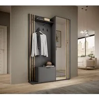 MOEBLO Kompaktgarderobe JOHN (Dielenschrank Wandschrank Regal Diele & Flur Kleiderschrank Schuhschrank, mit Spiegel Flurgarderobe Schrank Kompaktgarderobe), (BxHxT): 135x197x34cm