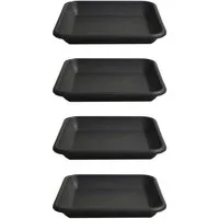 HAC24 Blumentopfuntersetzer Pflanztopf Blumentopf Untersetzer Blumenkübel Schale Pflanzschale, Set, 4-tlg., Eckig Anthrazit Kunststoff