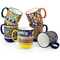 vancasso Becher 6-tlg Porzellan Becher, Kaffeebecher, Teebecher, Boho-Stil, 6-tlg., Porzellan
