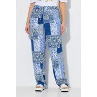 Ulla Popken Schlupfhose Hose Rose Patchmuster weites Bein Elastikbund