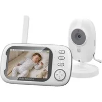 BBWL Video-Babyphone 3,5 Zoll, mit Kamera, Nachtsicht, 300m Reichweite, Temperaturwarner, Zwei-Wege-Gegensprechfunktion und 8 Wiegenliedern, mit VOX-Modus
