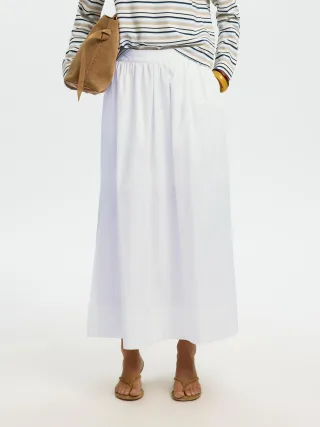 selected women - SLWBLAIR HW ANKLE SLIT SKIRT NOOS Bright White - Gr. - 34