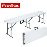 Floordirekt Gartenbank klappbare Sitzbank Chiba wetterfest 183 cm in Weiß für Garten & Balkon (Partybank / Campingbank, Stabile Stahlbeine), Robuste Konstruktion für hohe Belastbarkeit und langanhaltende Nutzung