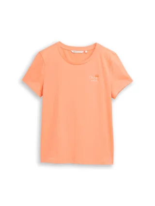 Denim Tom Tailor - T-Shirt mit Stickerei bright coral - Gr. - XL
