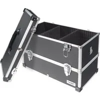 HMF Werkzeugkoffer geräumiger Utensilien Koffer mit Trennwänden, Transportkoffer, für Werkzeug, Angel Sachen und Kosmetik 44x32,5 x24 cm, schwarz