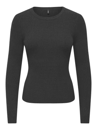 ONLY - ONLIBI LS O-NECK RIB CC KNT Dark Grey Melange - Gr. - M