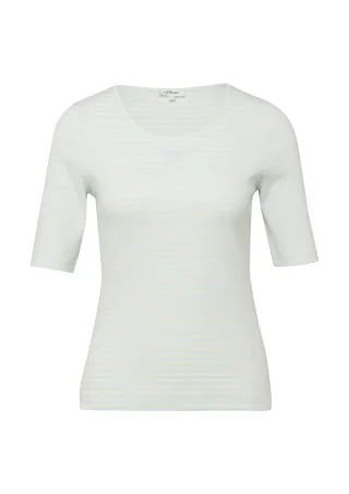 s.Oliver - T-Shirt blau/weiß - Gr. - 44