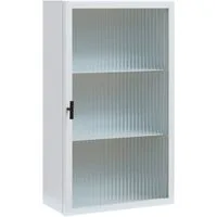 en.casa Hängeschrank »Zundert« 60 x 35 x 15 cm mit geriffelter Glastür Stahl Weiß