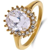 LUCARDI Fingerring Ring - Stahl - Gold - Zirkonia - Damen