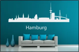Wandtattoo "Stadt Skyline Städteskyline Silhouette HAMBURG"