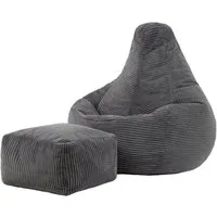 icon Sitzsack Sessel mit Rückenlehne aus Cord „Dalton“ mit Hocker (Spar-Set, 1 x Sitzsack, 1 x Fußhocker), Sitzsack XXL, Gaming Sitzsack, Made in Germany, Erwachsene & Kinder